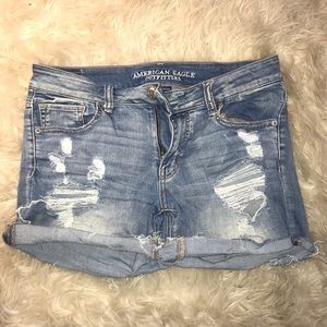 ripped stretchy denim shorts